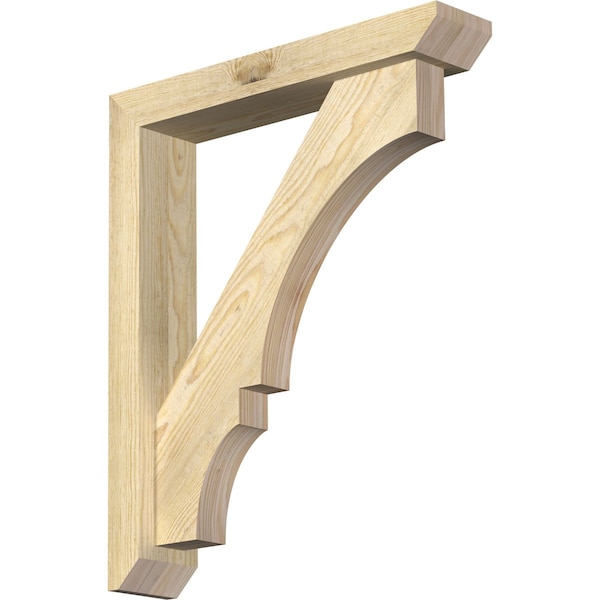 Ekena Millwork Balboa Slat Rough Sawn Bracket w/ Offset Brace, Douglas Fir, 4"W x 20"D x 24"H BKT0402X20X24BOA06RDF - main